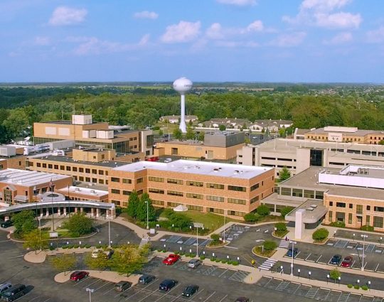 overhead view of Hancock Health and Regional Hospital building locations